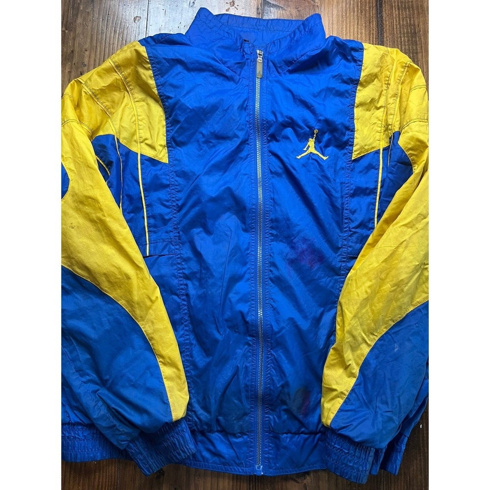 Vintage Jordan Brand Blue Yellow Colorblock Windbreaker Jacket Jumpman 23 Mens